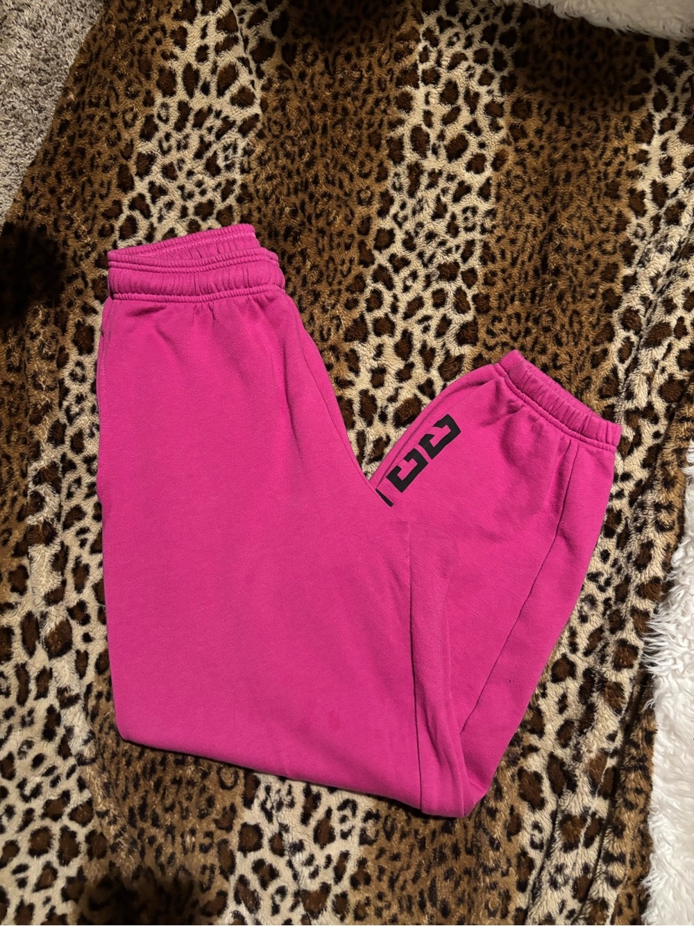 PINK Victoria's Secret Hot Pink Jogger Sweatpants with Black Logo
